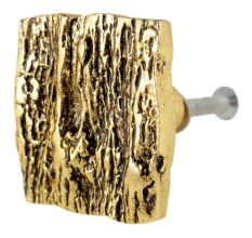 Square Bark Shape Antique Golden Aluminium Cabinet Knob